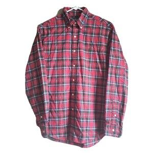 Ralph Lauren Classic Fit LS Button Up Shirt Red Green Tartan Plaid Men's…